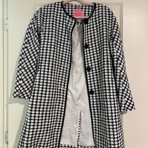 Kate Spade Black and White Houndstooth Coat